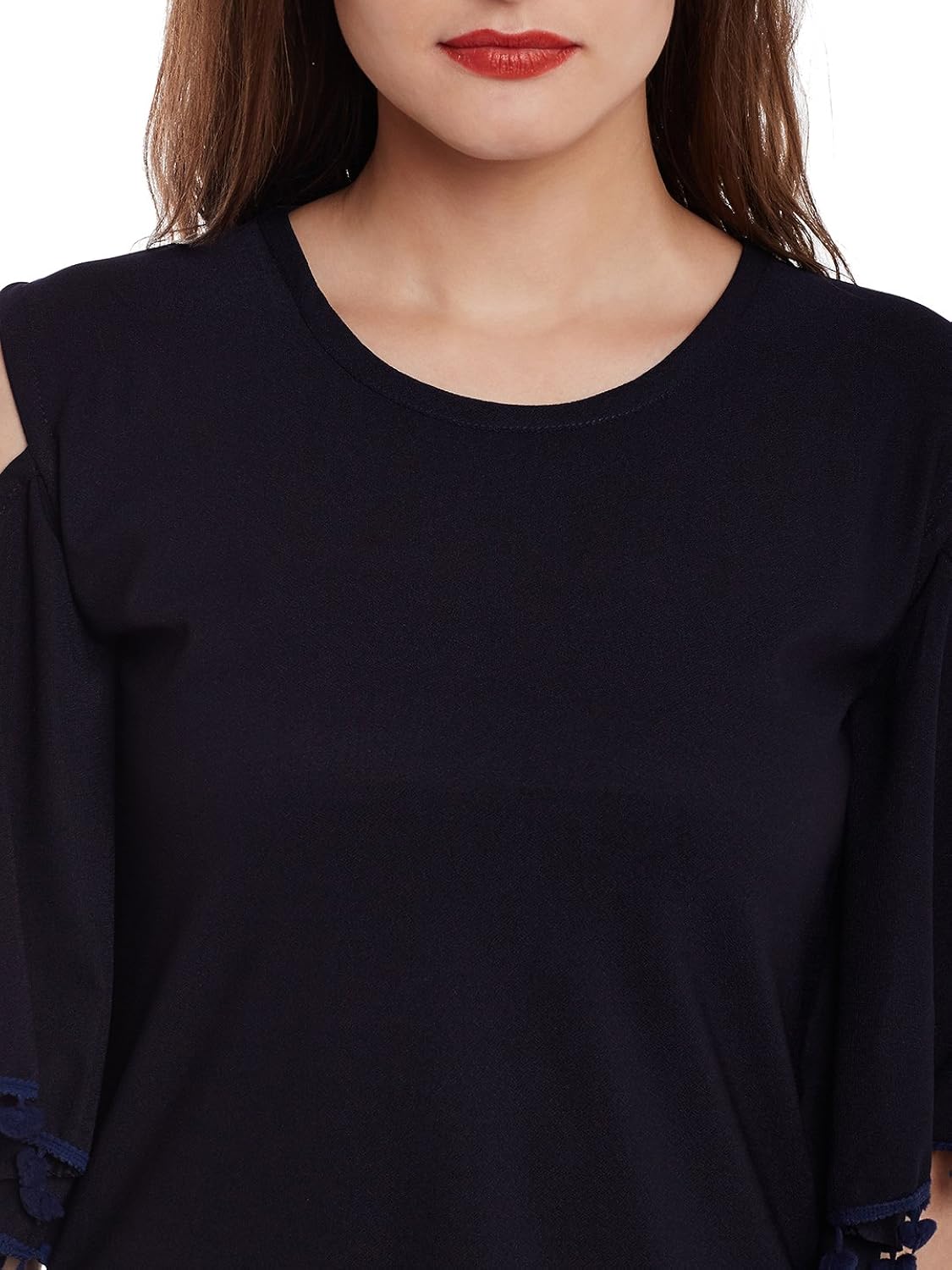 ants navy solid cut shoulder with latkan top for women