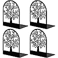 Umikk Book Ends, Bookends, Metal Bookend, Tree of Life bookend, Bookends for Shelves, Home Decorative Bookends for Heavy Books, Black Non-Skid Book Stopper, 7 x 5.5 x 3.5 inch (2 Pair)