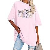 BANGELY Magical Shirt Women Cute Embroidered Magic Princess T-Shirt Family Vacation Shirt Casual Short Sleeve Tee Top