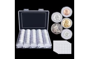 SUREMITA 100 Pieces 30mm Coin Capsules Coin Holders for Collectors, with Foam Gasket and Plastic Storage Organizer Box, 5 Sizes (17/20/25/27/30mm) Coin Case for Coin Collection Supplies