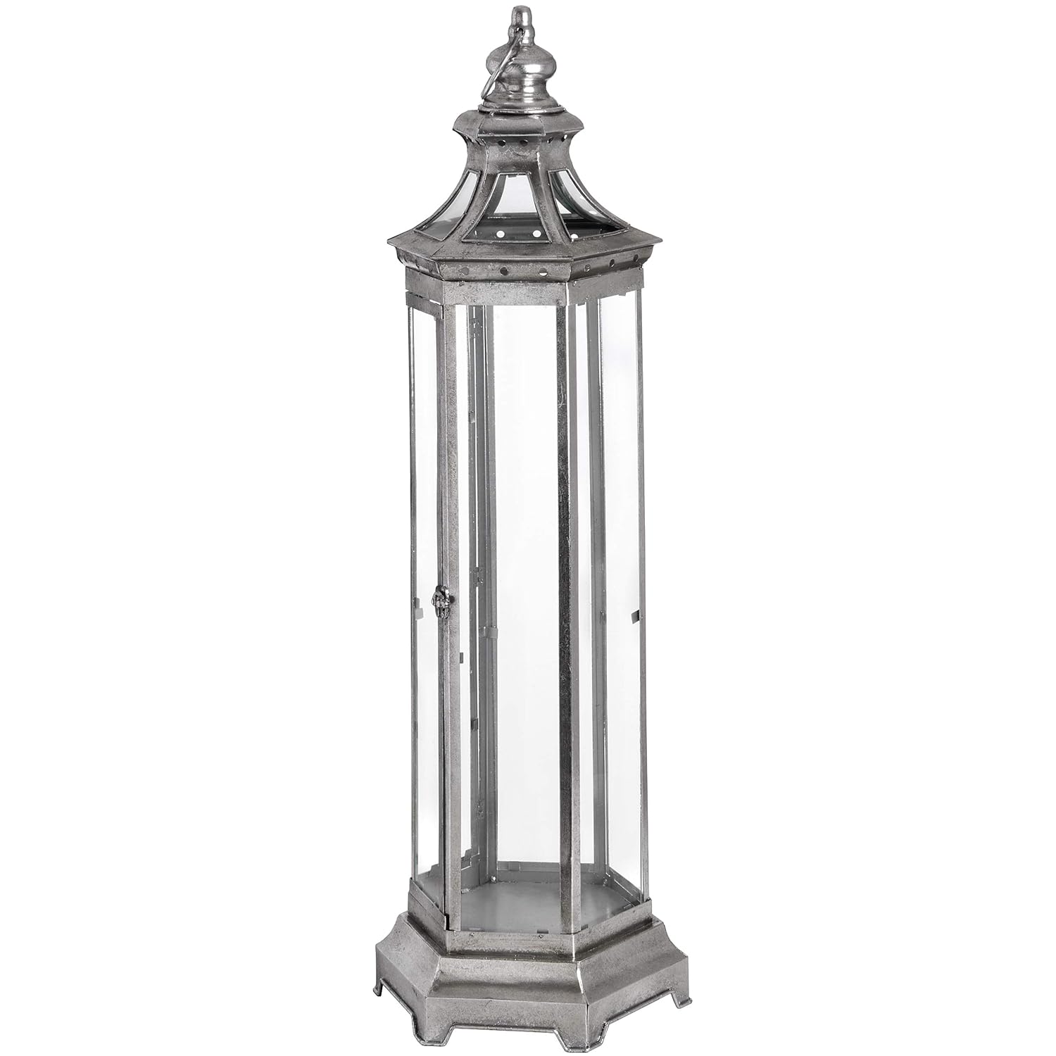 Home Works Floor Standing Silver Octagon Lantern In Silver Amazon