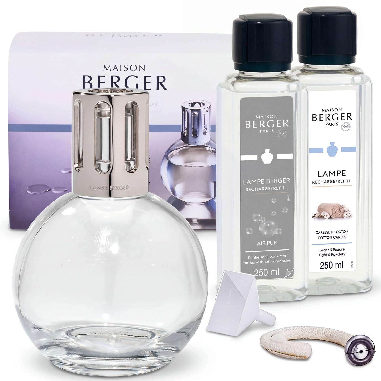 MAISON BERGER – Essentielle Lamp Berger Gift Set with Included Refills – 2-in-1 Catalytic Fragrance Lamp to Purify Then Fragrance the Air – Gift-Ready (Essentielle Round)