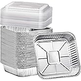 Findful (35 Pack) 8x8 Aluminum Pans with Clear Plastic Lids - Square Baking Cake Pans - Foil Pans with Lids - Disposable Food Containers Great for Cooking, Heating, Storing, Prepping Food