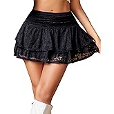 Avidlove Women's Pleated Mini Skirt Lace High Waisted Ruffles Lingerie Short Skirts