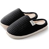 HUXMEYSON Slippers for Women, Warm Memory Foam Comfy House Slippers with Anti-Skid Rubber Sole for Indoor and Outdoor