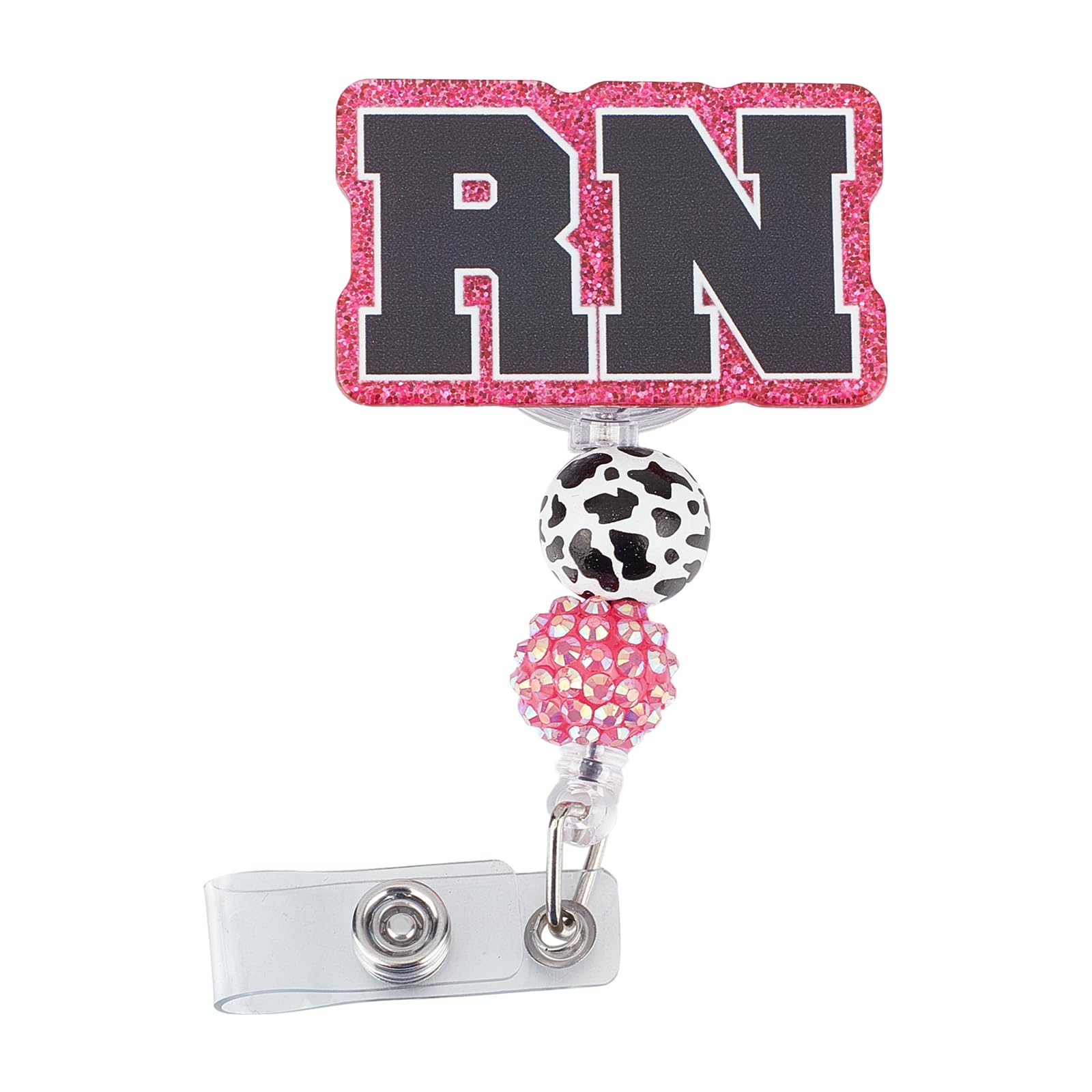 NICENEEDED RN Badge Reels Retractable, Acrylic ID Badge Holders Work Hospital Medical Assistant Card Holder for Nurses, Aegistered Nurse Alligator Clip Nursing Name Tag Card