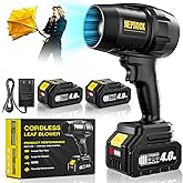 Cordless Leaf Blower, 600000 RPM Handheld Leaf Blowers with 2 X 4.0Ah Batteries & Charger, 650 CFM Small Turbo Jet Blower for Patio Cleaning, Lawn Care, Leaves, Dust, Snow