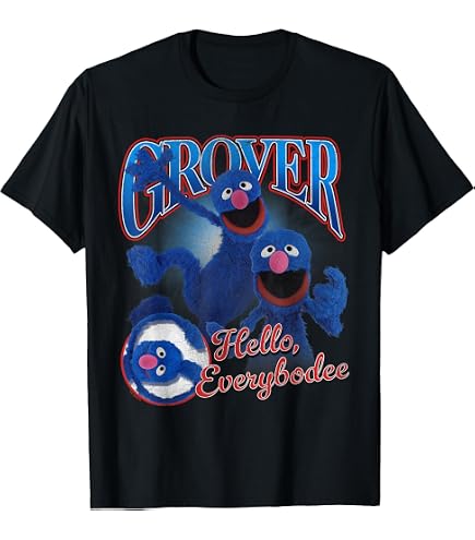 Amazon.com: Sesame Street Super Grover Men's Waterprint Blue T