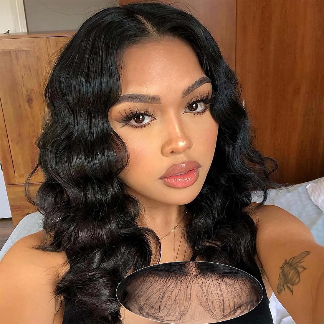 Lace Front Wigs Human Hair Loose Body 13x5x1 Lace Frontal Human Hair Wigs for Women 18inch 150% Density Glueless Brazilian Body Wave Real Human Hair Wig with Baby Hair Pre Plucked