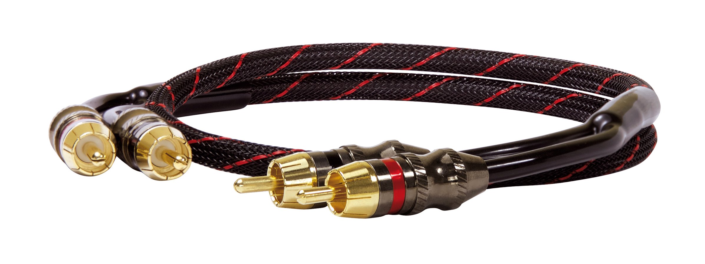 Dynavox Perfect Sound Stereo RCA Cable, Gold-Plated Contacts, Suitable for Audio Devices with RCA Connections such as Amplifiers, CD Players, AV Receivers, Colour: Black/Red, Length 0.75 m