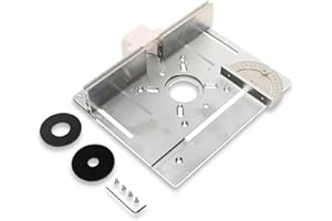 Elestoria Aluminum Router Table Insert Plate | Router Flip Plate for Woodworking Benches| Miter Gauge Guide, Sliding Fence Brackets, Tenon Ruler | Versatile Trimming Engraving Table | Silver 111