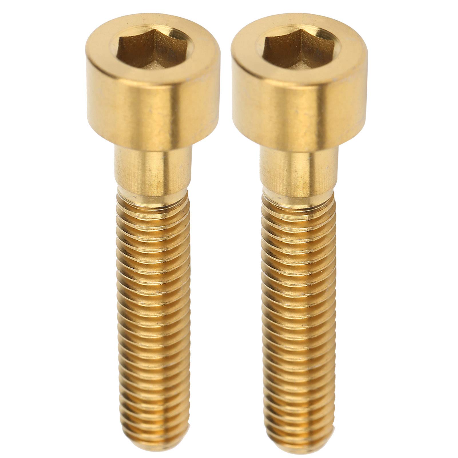 Keenso Bike Stem Screws, 2 Pcs M6 X 30mm Titanium Alloy Bicycle Handlebar Stem Mountain Bike Road Bike Headset Screws Set(Gold) Bicycles and Spare Parts Bicycles and spare parts