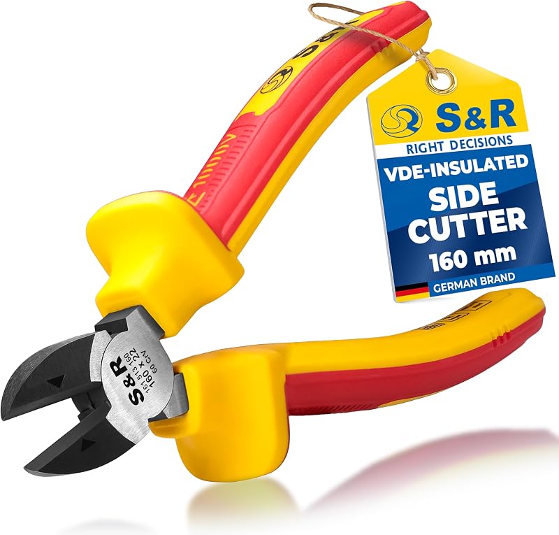 S&R VDE Insulated Diagonal Side Cutter 160mm 1000V Rated Pliers