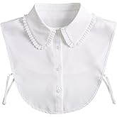 Shinywear Fake Collar Detachable Dickey Blouse for Women Dickies Half Shirts, Ruffled Faux False Collar Inserts