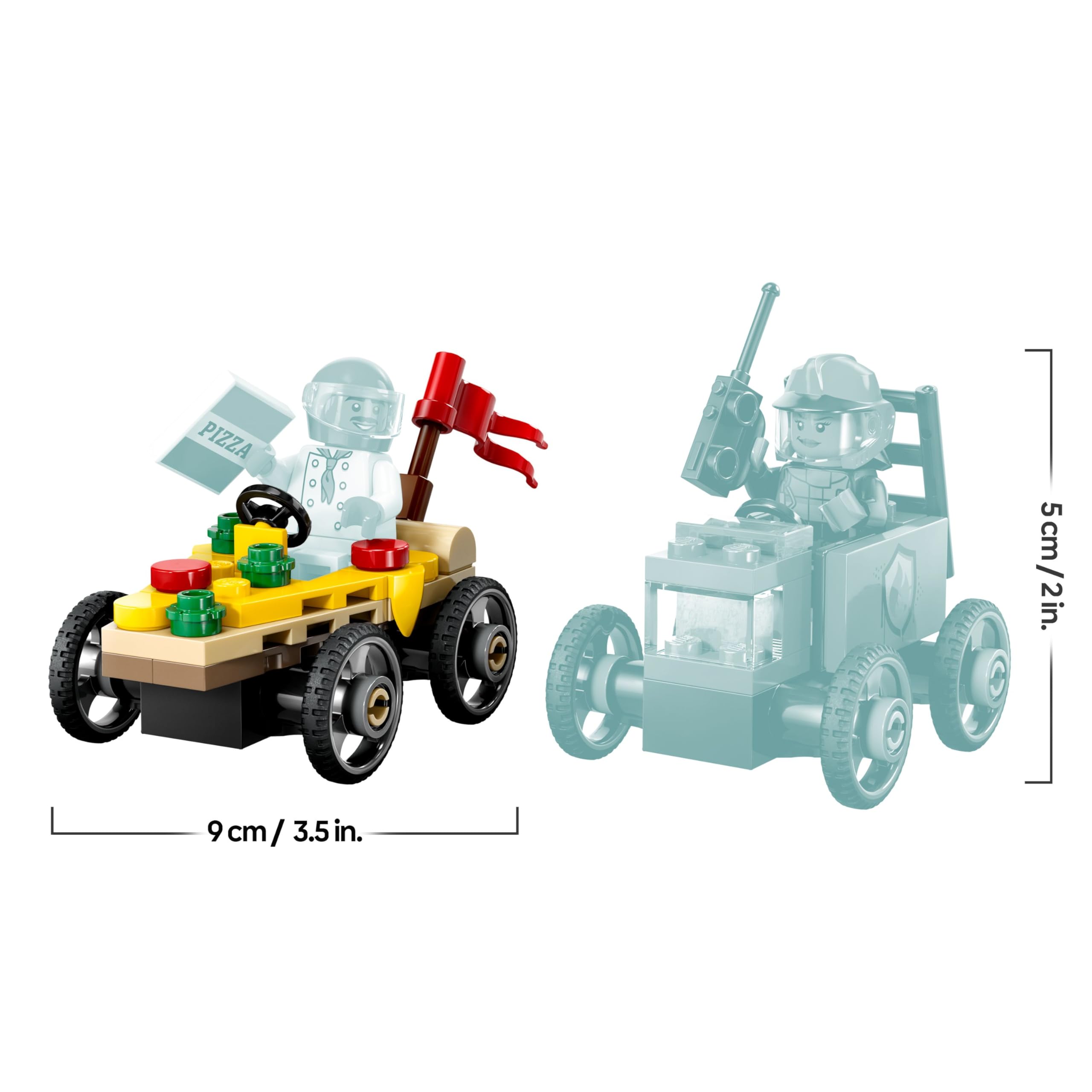 LEGO City Pizzalieferwagen vs. Löschauto - Seifenkisten Spielzeug für Mädchen und Jungen ab 5 Jahren - Bauset mit 2 Fahrer Minifiguren - Geschenk zum Geburtstag & für die Feiertage 60458 8