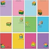 Saypacck 12 Pcs Funny Sticky Notes for Work 4x3 Inches Sarcastic Self Adhesive Notepads Novelty Memo Note Pads for Office Coworker Gifts Employee Appreciation Supplies (Dumpster Fire,Bright Color)
