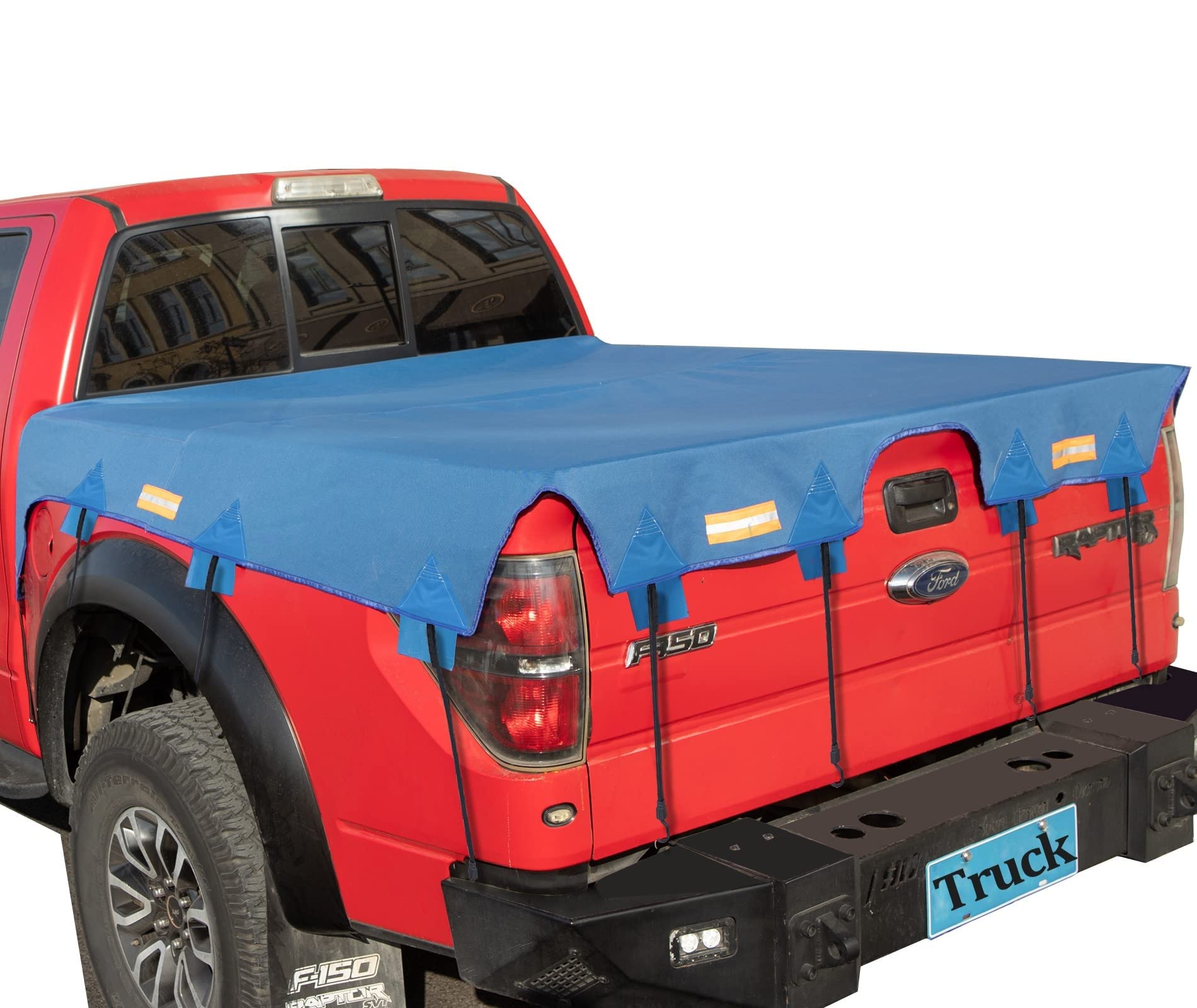 Photo 1 of Truck Bed Tarp Cover for Short Box?5.7' Box? Fit for Ford F150 GMC Silverado/Sierra Ram Reflective Strip Waterproof Heavy Duty 600D Oxford Fabric Pickup Truck Bed Cover with Bungee Cords