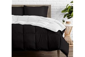 SAFERAY GREEN Reversible Comforter - All-Season Luxury - 100% Organic Cotton Queen Size 88 x 92 Inches 1 Piece Goose Down Alternative Comforter - Ultra-Soft with 4 Corner Tabs, 500 GSM (White & Black)