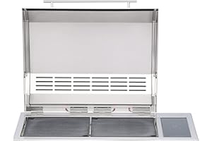 Kenyon Texan Built-In Electric Grill with Faceted Single Piece Lid and Standard Lite Touch Control, Stainless Steel Body, UL-Approved for Use Indoors and Outdoors, No-Flame Grill, 240 Volts