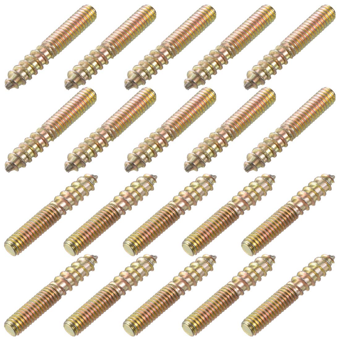 sourcing map M4 Hanger Bolts Length 1"(25mm) Double Headed Bolts Self-Tapping Screw 4mm Wood Joint Furniture Legs 50pcs