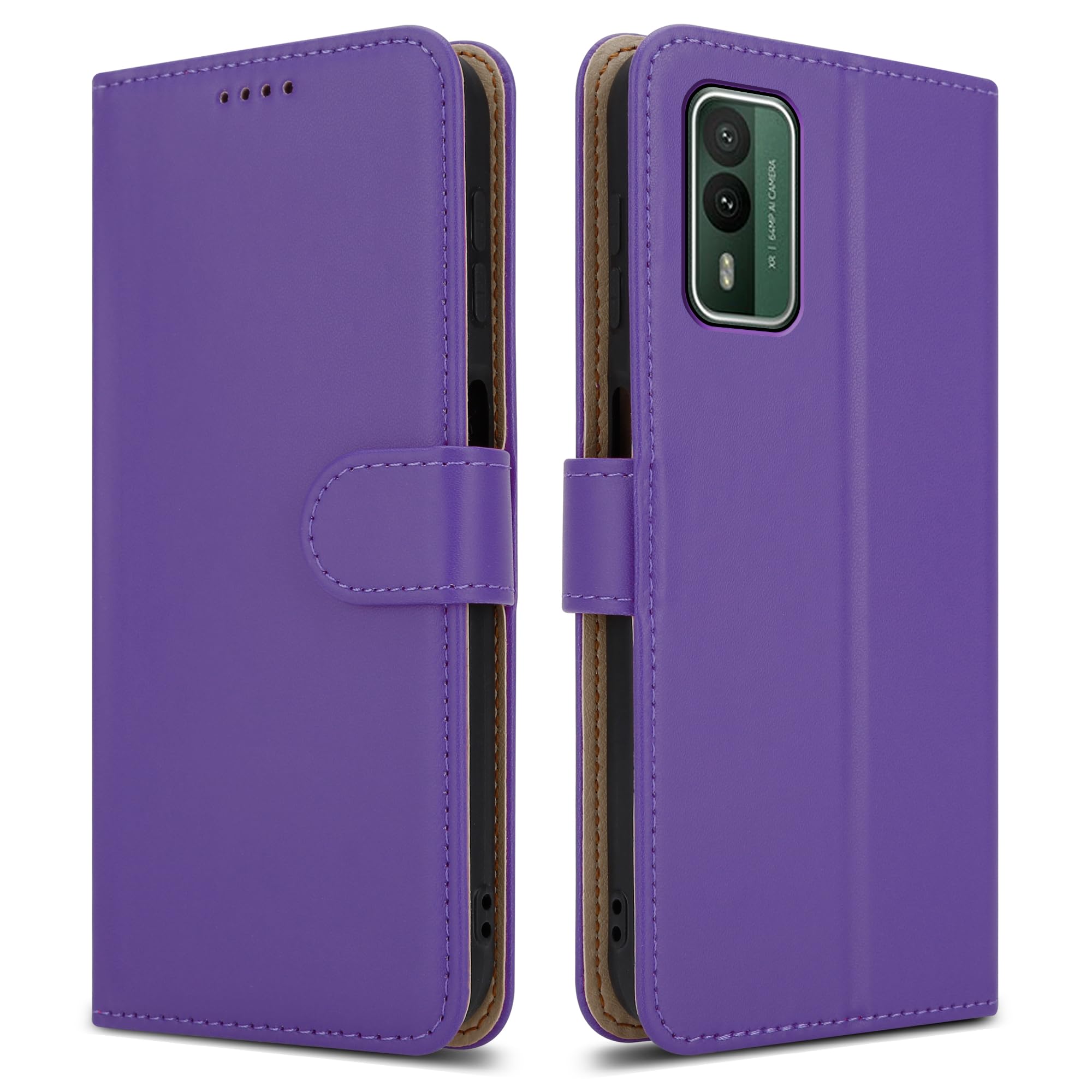 PIXFAB For Nokia XR21 Leather Phone Case, Magnetic Closure Full Protection Book Folio Design, Wallet Case Cover [Card Slots] and [Kickstand] For Nokia XR21 - Purple