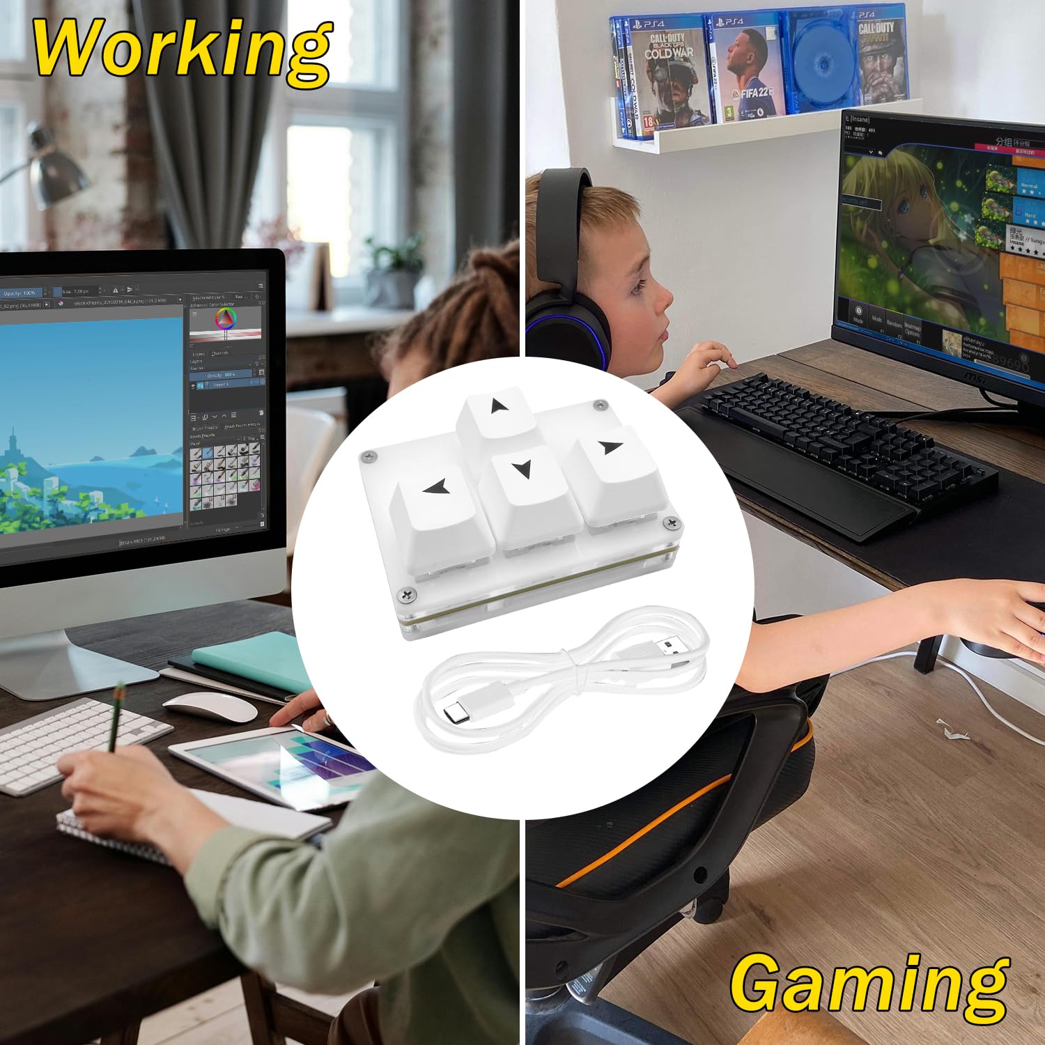 Mua Mini 4-Key Keyboard WASD Arrow Key Keycaps One-Handed Mechanical ...
