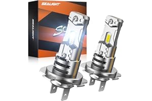 SEALIGHT S3 H7 LED Headlight Bulbs, 32000LM Super Bright 1:1 Real Size H7 Headlight Conversion Kits, 6500K Cool White with Fa