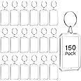 Junkin 150 Pack Clear Acrylic Photo Picture Keychain Blank Photo Insert Keyring DIY Personalize Favor