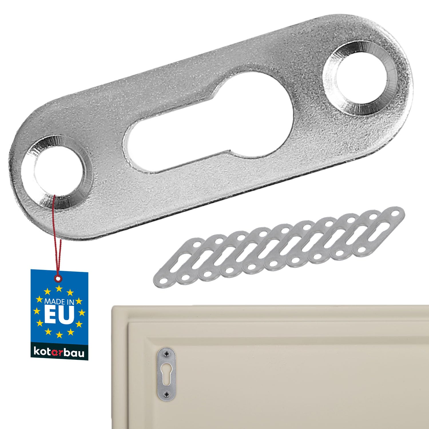 KOTARBAU Lens Head Fitting 42 x 14 mm Galvanised Pack of 10 Univer. Hooks for Hanging Picture Frame Cabinet Painting Hanger 8 mm Hole Quick Assembly
