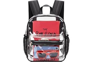 MAY TREE Clear Backpack for Stadium Events, 12x11x5 Inches Small Clear Backpack for Concert Festival Sports Outdoor - Black
