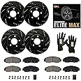 Max Advanced Brakes Front & Rear Brake Kit Compatible With 2007-2018 Chevy Silverado 1500 Suburban Sierra 1500 Yukon Replacement Drilled Slotted Black Coated Disc Brake Rotors and Ceramic Brake Pads