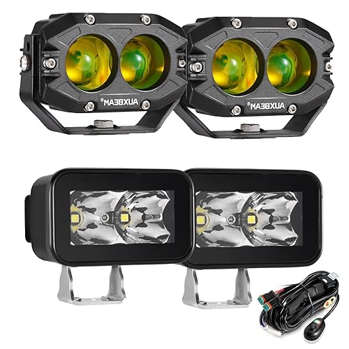 Chrome 20W LED Amber Fog Lights – Spot Beam For Motorcycle, ATV, UTV, Truck, RV, 12V Waterproof IP68