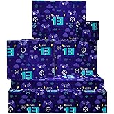 CENTRAL 23 Boys Wrapping Paper - Gamer - 13th Birthday - 6 Sheets of Gift Wrap - 13 Year Old Gaming Gifts - Teenager - Comes with Stickers - Recyclable