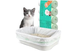 KROPBOM 40 Count Cat litter Box Liners, 36" x 16" Large Extra Durable Heavy Duty Litter Pan Liner Bags with Drawstring Pre-Separated for Pet Kitty Litter Box Tray (Unscented)