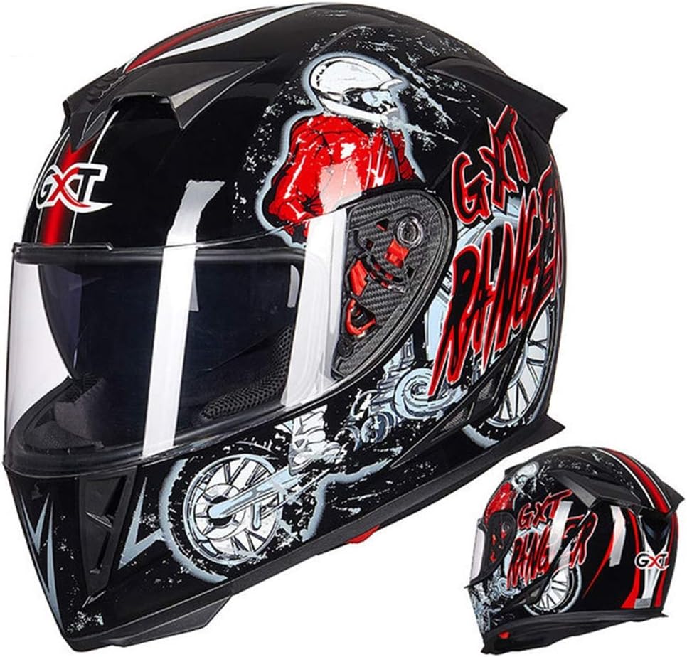 QPFH Casco Modular de Motocicleta de Cara Completa antideslumbrante, Viseras Dobles Casco de