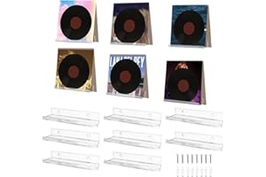 GMINCO Vinyl Record Holder Storage Wall Mount Shelves, 4 inches Clear Acrylic CD Rack Record Music Album Shelf 8 Pack for Wall Decor Display Kids Bookshelf Magazine Rack Picture Ledge Bedroom Living Room