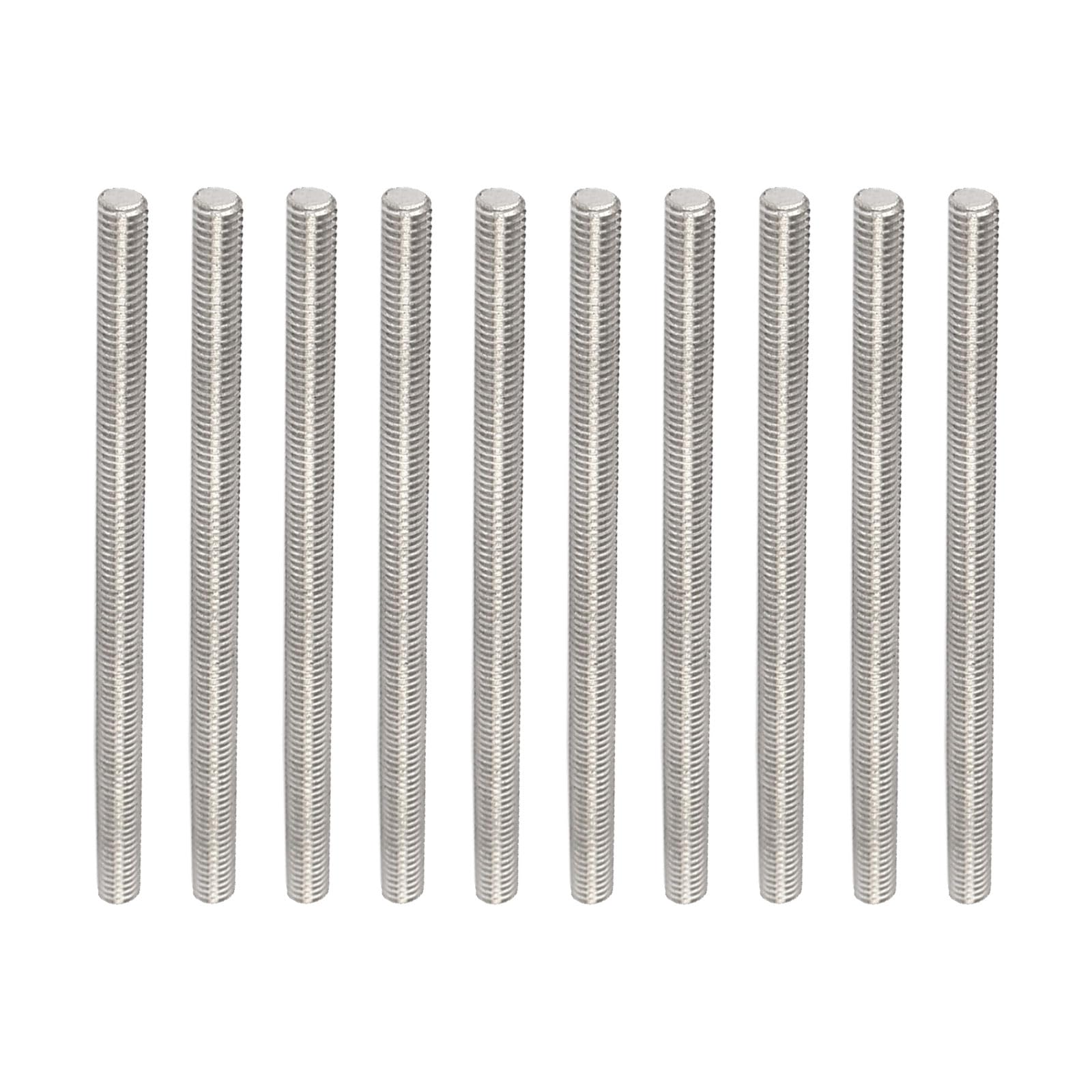 Rebower Fully Threaded Rod 304 Steel Bar Studs, [for Clamps and U-Bolts] - M6 x 100mm /Silver/10Pack — image 1