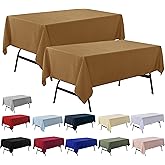 ZarzaaSik 2-Pack 60x102 inch Coffee Table Cloths, Solid Stain and Wrinkle Resistant Oblong Tablecloth, Premium Plain Weave Polyester Fabric Rectangle Table Linen Covers for Hotel, Wedding