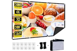 Foldable 100-inch Projector Screen,XINLEMY 4k 16:9 Anti-Crease Portable Washable Projector Backing Black Absorbs Light Movies Screens for Home Theater Backyard Indoor and Outdoor Camping