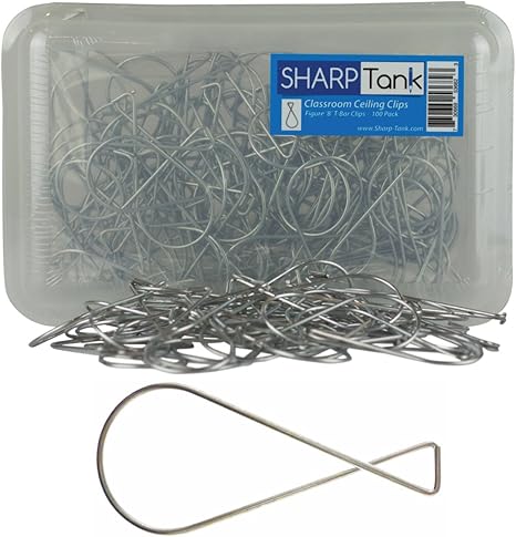 Sharptank Classroom Figure 8 T Bar Clip 100 Pack Wire Hanging