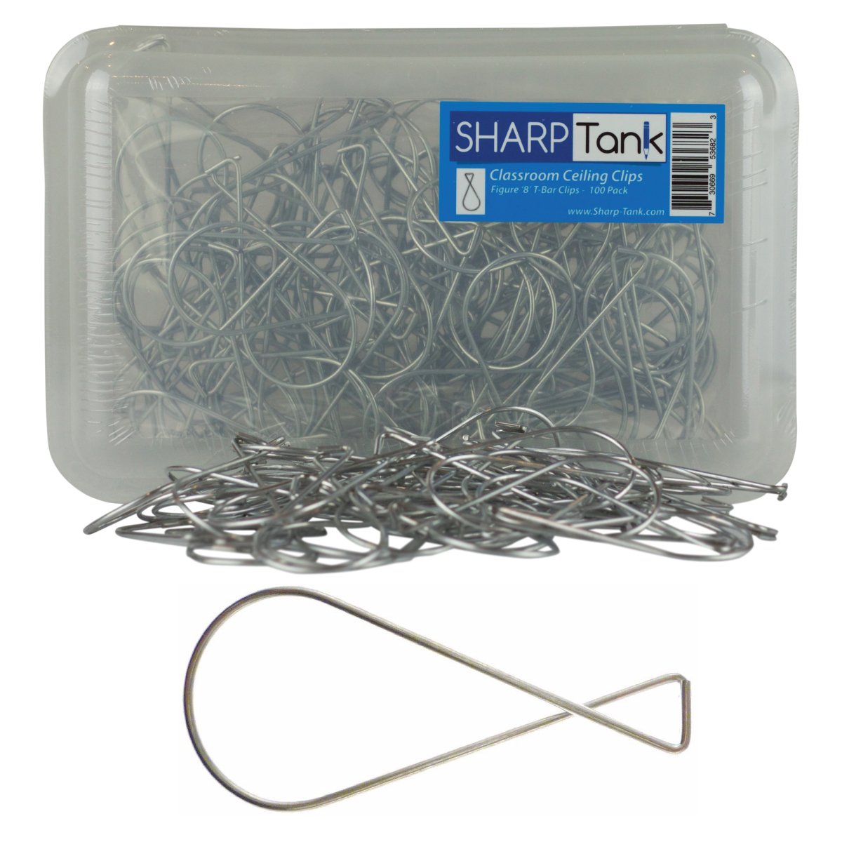 Sharptank Classroom Figure 8 T Bar Clip 100 Pack Wire Hanging