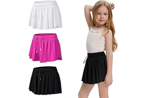 YKNKTSTC 3 Pack Girls Flowy Shorts with Spandex Liner 2 in 1 Youth Junior Butterfly Skirts for Fitness Running Sports