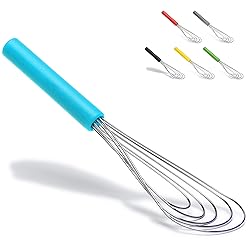 Flat Whisk Silicone Handle Non Slip 10" - 5 Wires