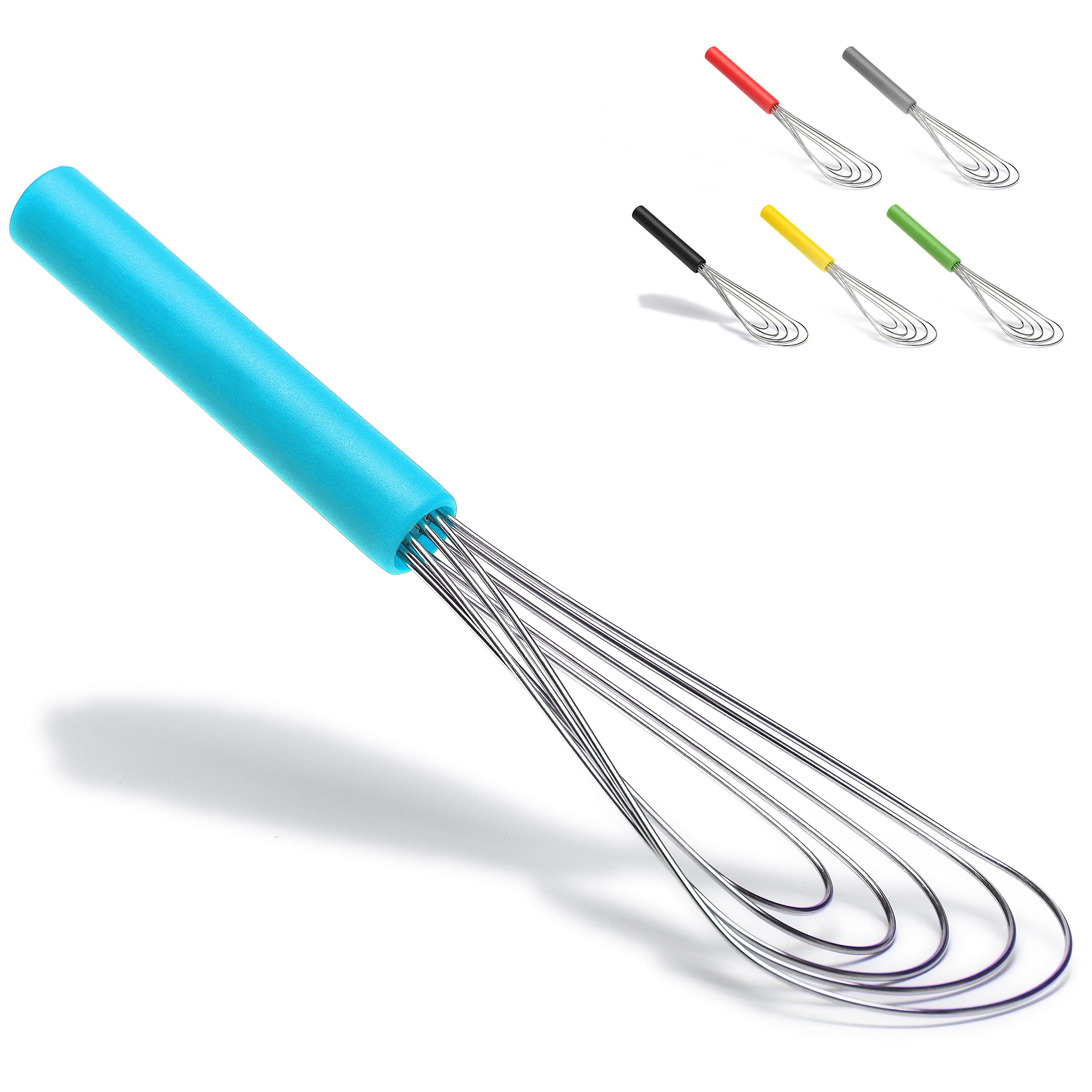 Flat Whisk Silicone Handle Non Slip 10" - 5 Wires