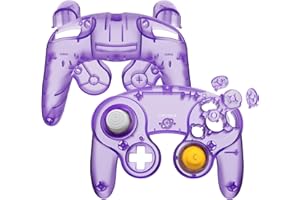 eXtremeRate Clear Atomic Purple Faceplate Backplate for Nintendo GameCube Controller, Custom DIY Replacement Housing Shell Co