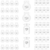 Qulkws 60 Pcs Clear Plastic Cord Locks, Drawstring Clip, Round Cord locks, Single Hole Spring Toggle Stoppers, Elastic Drawstring Rope Cord-Lock Clip for Drawstring-Bags, Shoelace, Tent, Paracord
