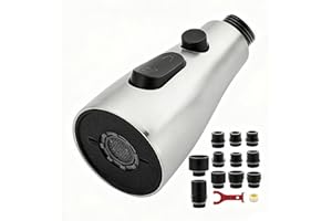 YYKBZ Pull Down Kitchen Faucet Head Replacement,3 Function Kitchen Faucet Head High Pressure Kitchen Sink Sprayer Replacement with 11Adapters Compatible with American Standard, Brushed Nickel