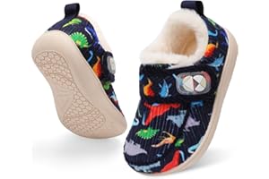 Toddler Slippers Boys Girls Fuzzy Winter House Boots Warm Soft Wide Toe Indoor Outdoor Non Slip Baby Booties Adjustable Hook 