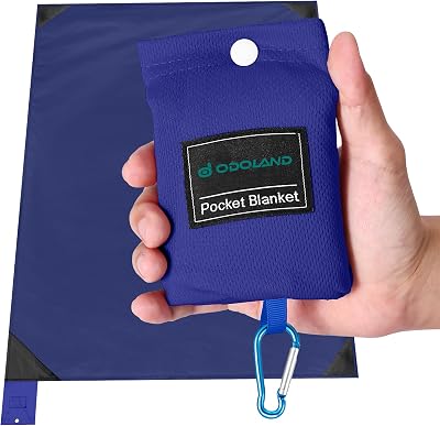 Odoland Picnic Blanket 110 x 160 cm Portable Pocket Ground Sheet Sandproof