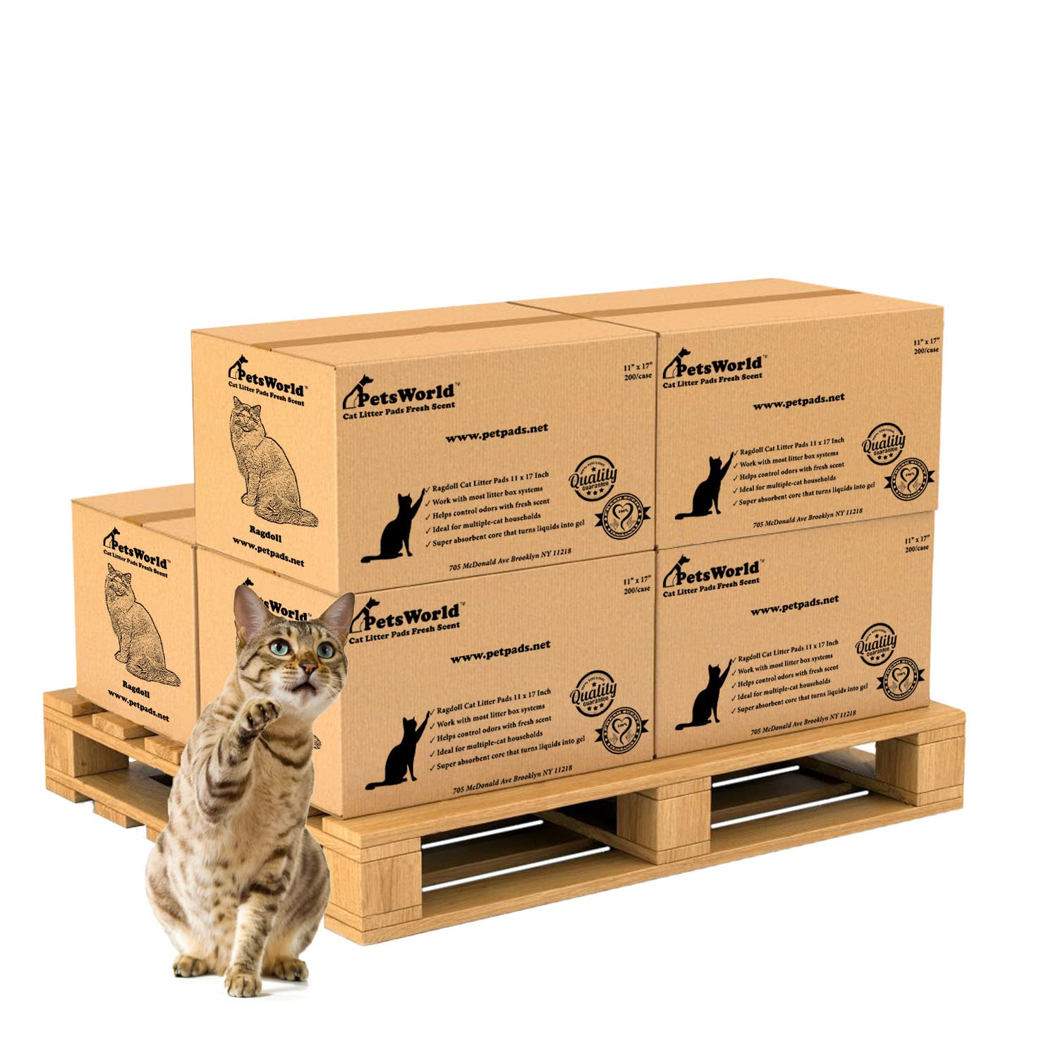 PETSWORLD Fresh Scented Cat Pads Refills for Tidy